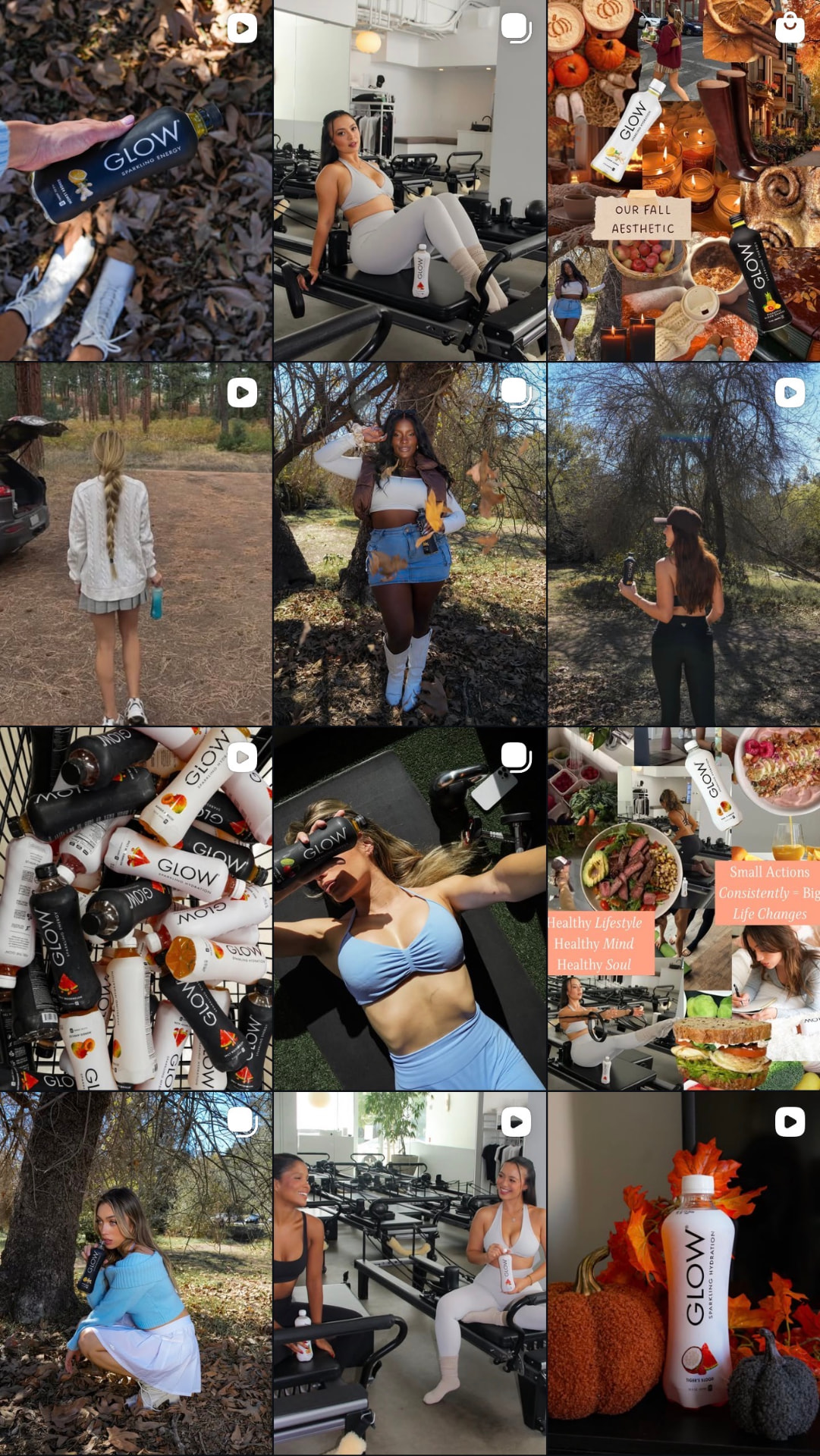 Glow by Kylie social media feed preview with wellness lifestyle content