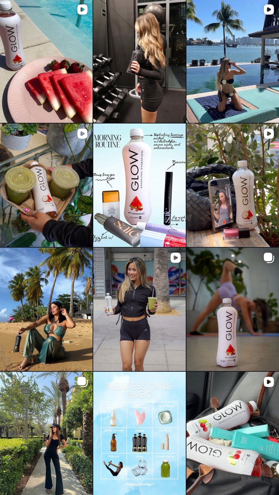 Second Glow by Kylie social media feed preview with product and routine content
